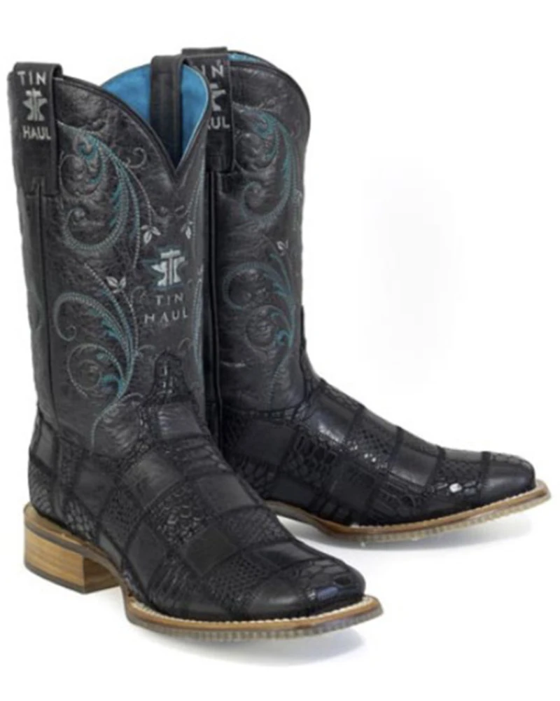 Tin Haul Women's Checker'd Western Boots - Broad Square Toe