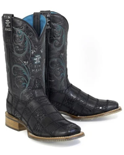 Tin Haul Women's Checker'd Western Boots - Broad Square Toe