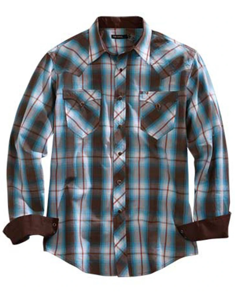 Tin Haul Men’s Turquoise Plaid Short Sleeve Western Shirt