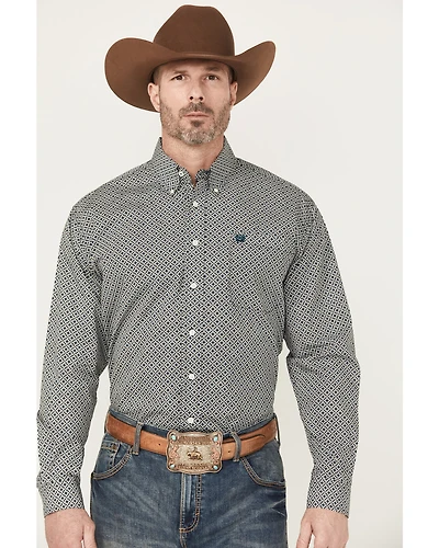 Cinch Men's Medallion Print Long Sleeve Button-Down Western Shirt