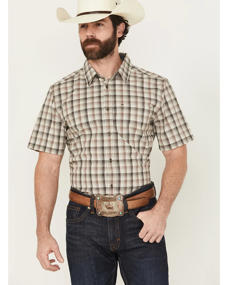 Cody James Men's Summit Plaid Print Short Sleeve Button-Down Stretch Western Shirt