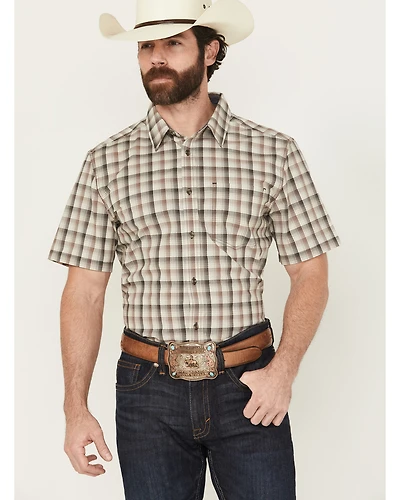 Cody James Men's Summit Plaid Print Short Sleeve Button-Down Stretch Western Shirt