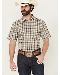 Cody James Men's Summit Plaid Print Short Sleeve Button-Down Stretch Western Shirt
