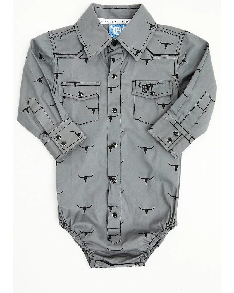 Cowboy Hardware Infant Boys' Skull Scatter Long Sleeve Snap Stretch Onesie