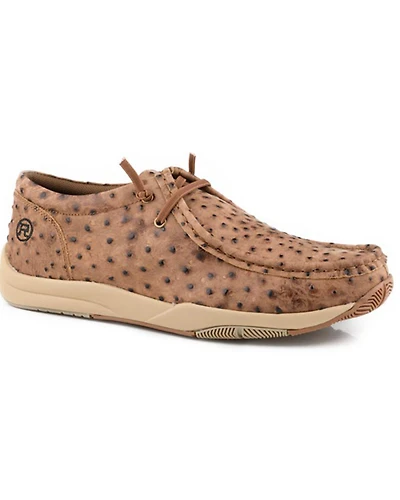 Roper Men's Ostrich Print Clearcut Low Casual Shoes - Moc Toe