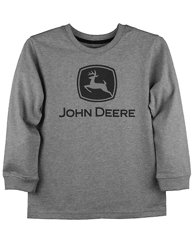 John Deere Boys' (4-7) Heather Grey Trademark Logo Graphic Long Sleeve T-Shirt