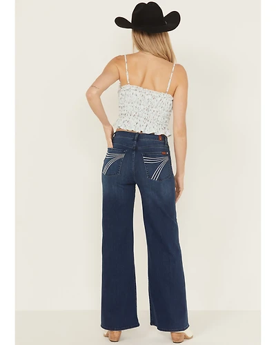 7 For All Mankind Women's Crater Dark Wash Ultra High Rise Dojo Stretch Denim Jeans