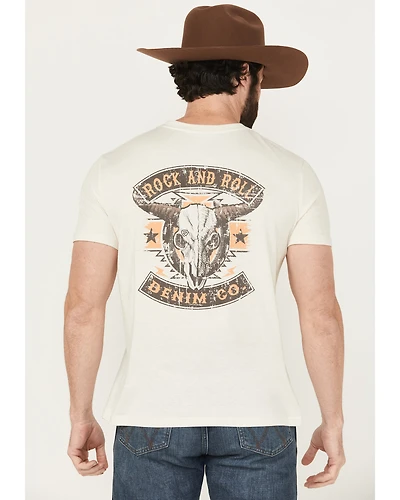 Rock & Roll Denim Men's Longhorn Skull Short Sleeve Graphic T-Shirt