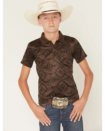RANK 45® Boys' Tonal Southwestern Short Sleeve Button-Down Polo Shirt