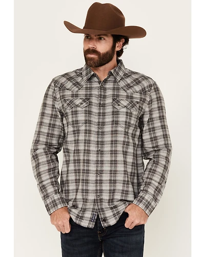 Moonshine Spirit Men's Decibel Plaid Print Long Sleeve Button-Down Western Shirt