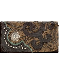 American West Women's Hand Tooled Tri-Fold Wallet