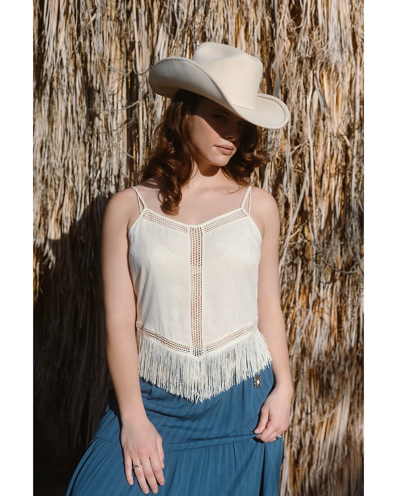 Idyllwind Women's Briarwick Jacquard Print Fringe And Lace Tank Top