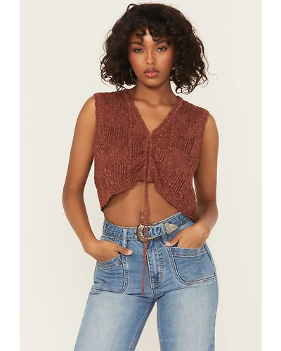 Shyanne Women's Metallic Cinch-Front Sweater Tank