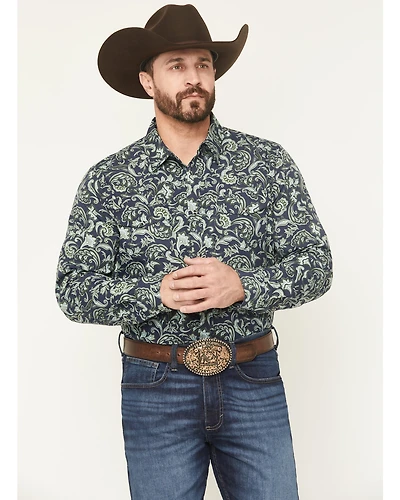 Gibson Trading Co Men's Hubert Floral Print Long Sleeve Snap Stretch Western Shirt