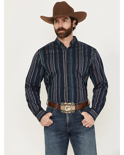 Cody James Men's Blake Striped Long Sleeve Button-Down Stretch Western Shirt