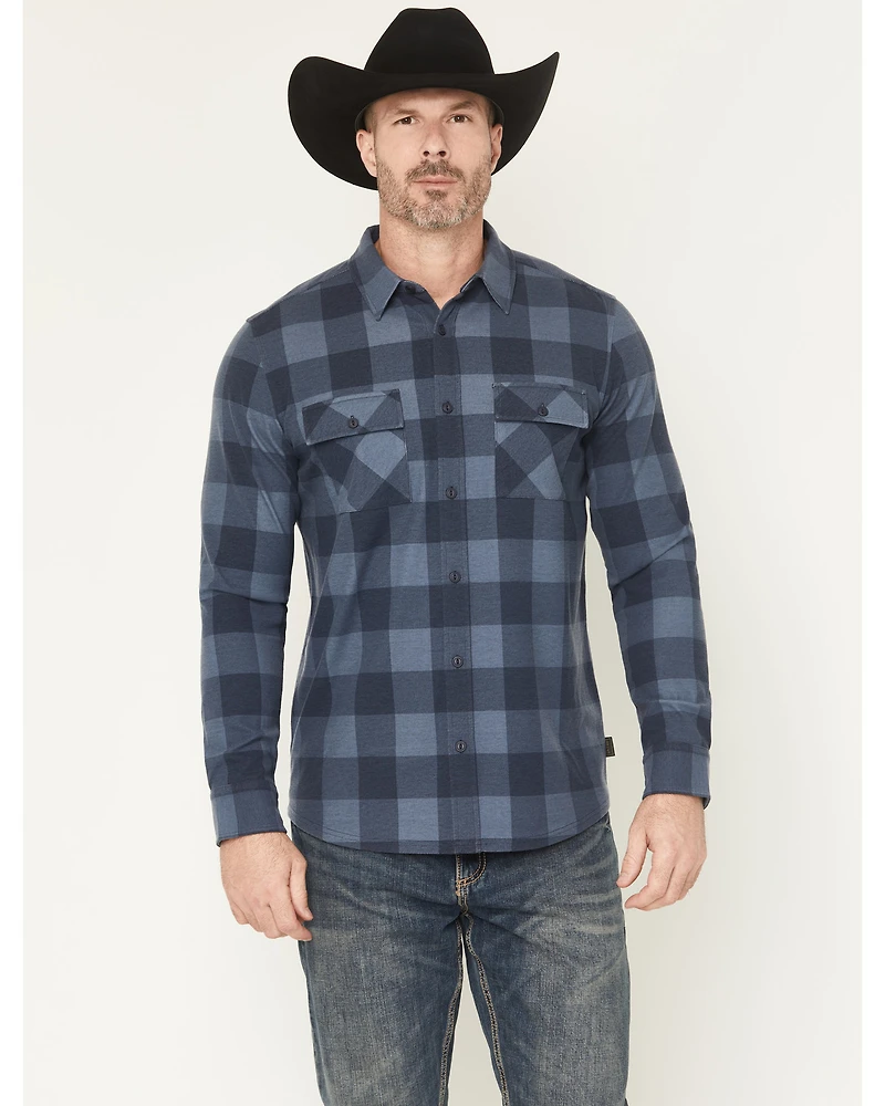 Brothers and Sons Men's Kent Plaid Print Long Sleeve Button-Down Stretch Western Shirt