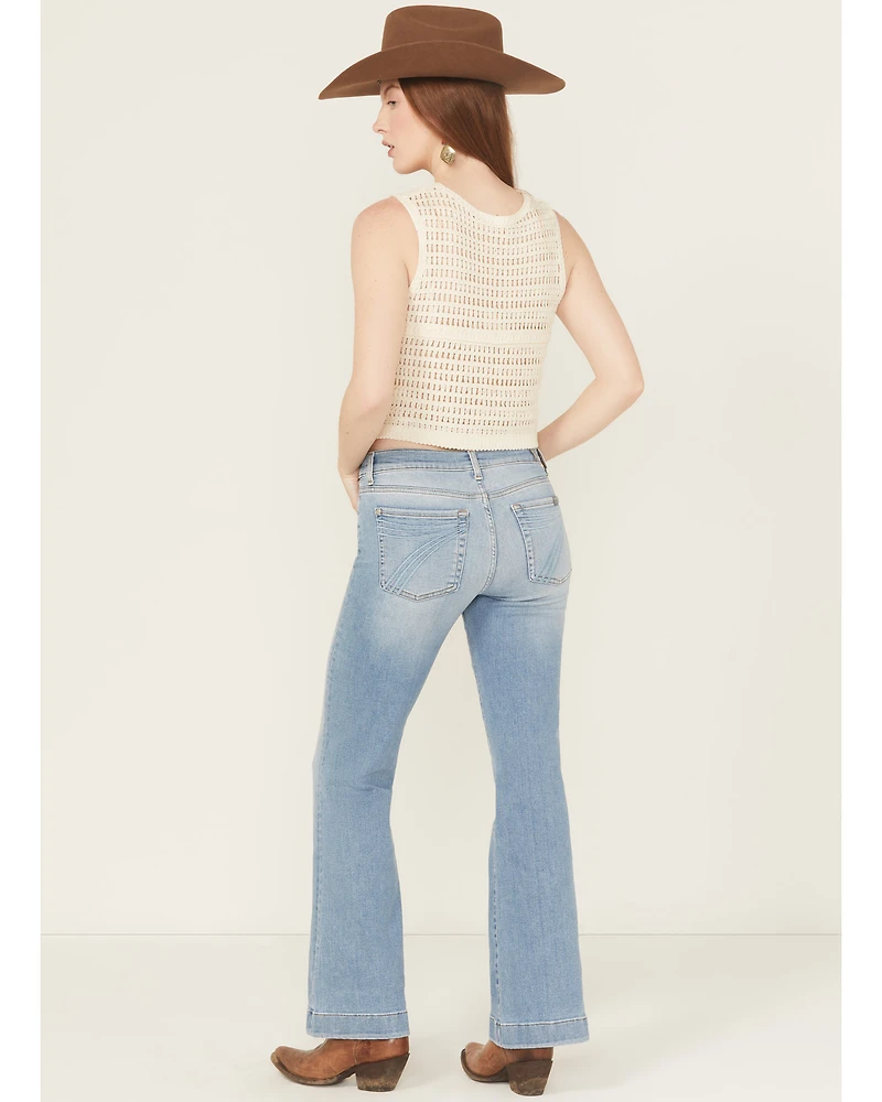 7 For All Mankind Women's Boot Barn Exclusive Light Wash Mid Rise Dojo Trouser Stretch Denim Jeans