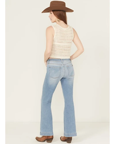 7 For All Mankind Women's Boot Barn Exclusive Light Wash Mid Rise Dojo Trouser Stretch Denim Jeans