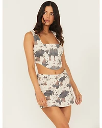 Blue B Women's Cow Print Bustier