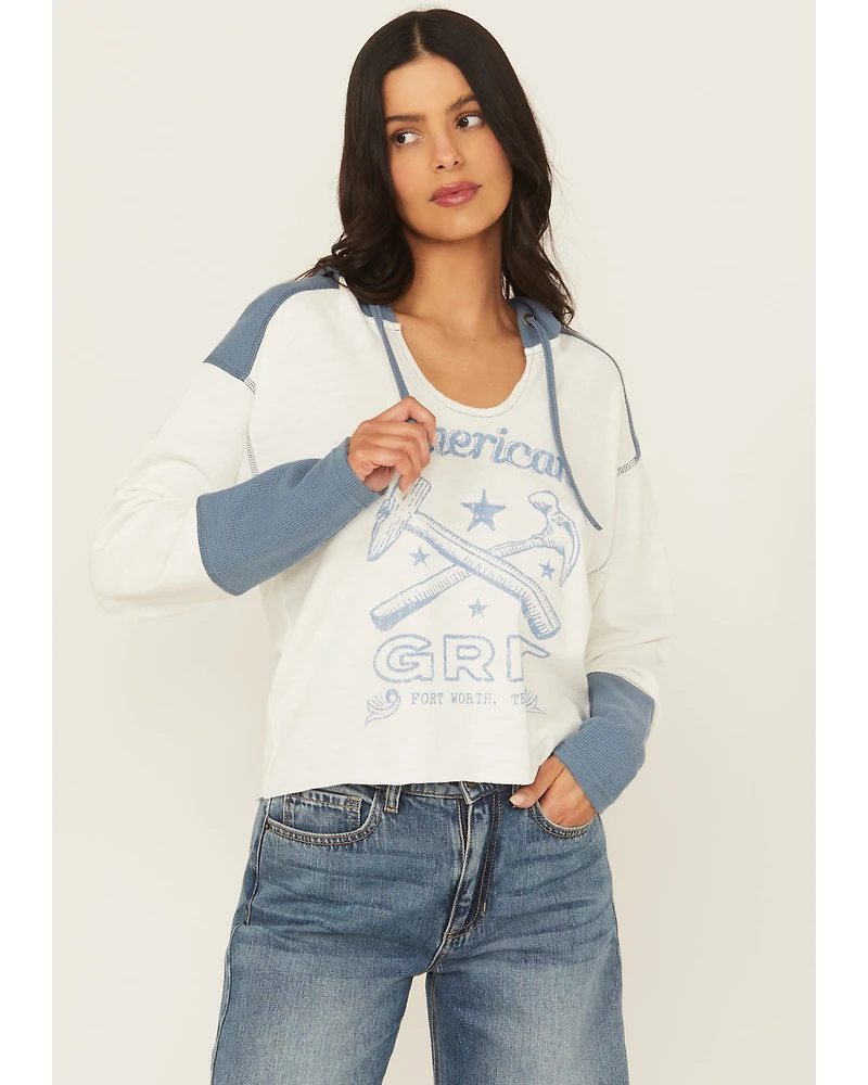 Cleo + Wolf Women's Emily American Blues Knit Hooded Shirt