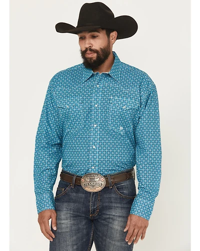 Roper Men's Amarillo Geo Print Long Sleeve Pearl Snap Western Shirt