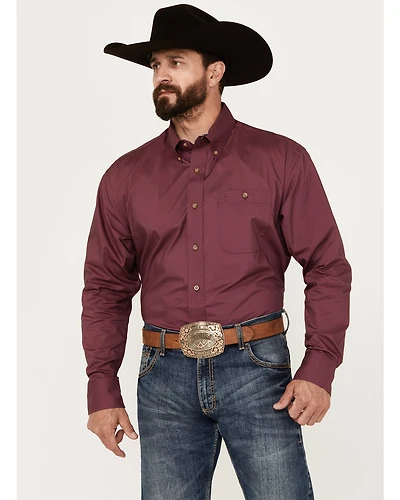 George Strait by Wrangler Men's Solid Long Sleeve Button-Down Western Shirt - Tall