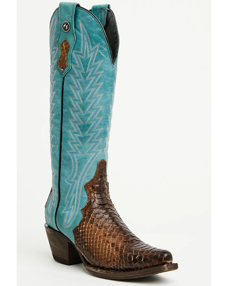 Tanner Mark Women's Exotic Python Tall Western Boots - Snip Toe