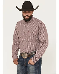 George Strait Wrangler Men's Checkered Long Sleeve Button-Down Stretch Western Shirt