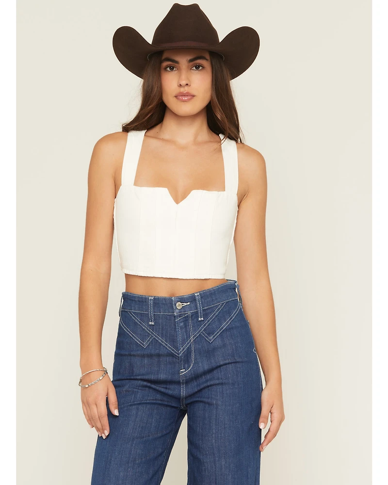 Show Me Your Mumu Women's Crossroads Corset Sleeveless Denim Top
