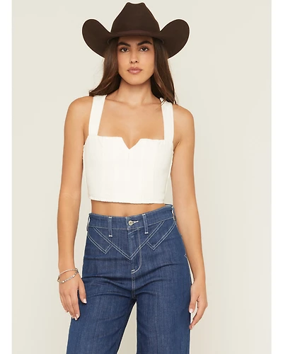 Show Me Your Mumu Women's Crossroads Corset Sleeveless Denim Top