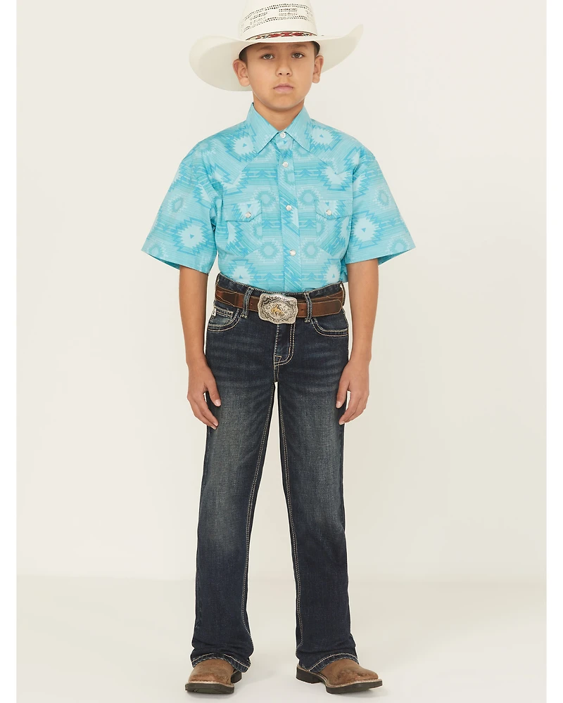 Hooey by Rock & Roll Denim Boys' Dark Wash Barbed Revolver Straight Stretch Jeans