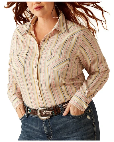 Ariat Women's Alyssa Wallpaper Print Long Sleeve Snap Western Shirt - Plus