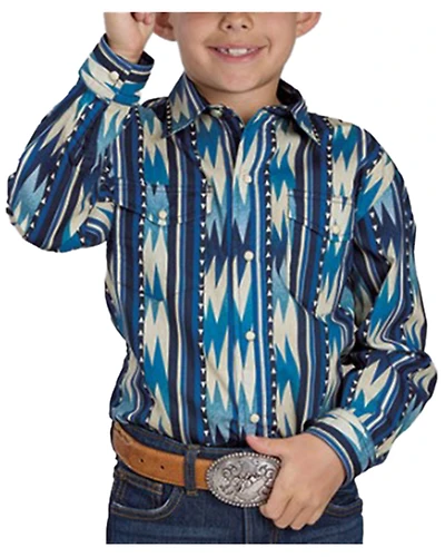 Roper Boys' Southwestern Striped Long Sleeve Snap Western Shirt