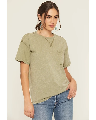 Cleo & Wolf Women's Boyfriend Short Sleeve Pocket Tee