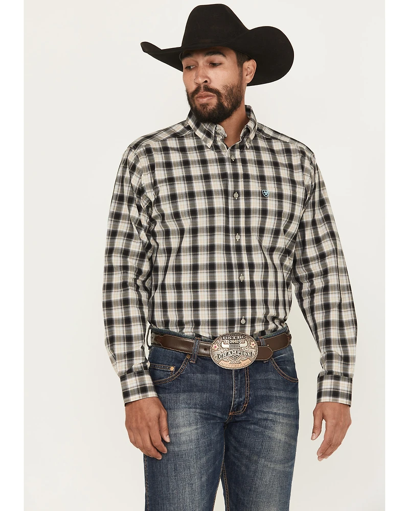 Ariat Men's Garrett Plaid Print Long Sleeve Button-Down Western Shirt