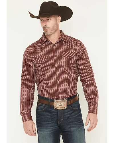 Gibson Trading Co Men's Buckshot Striped Print Long Sleeve Snap Stretch Western Shirt