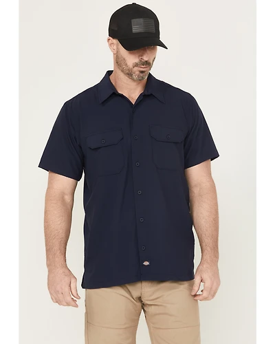 Dickies Men's Solid Short Sleeve Button-Down Performance Work Shirt