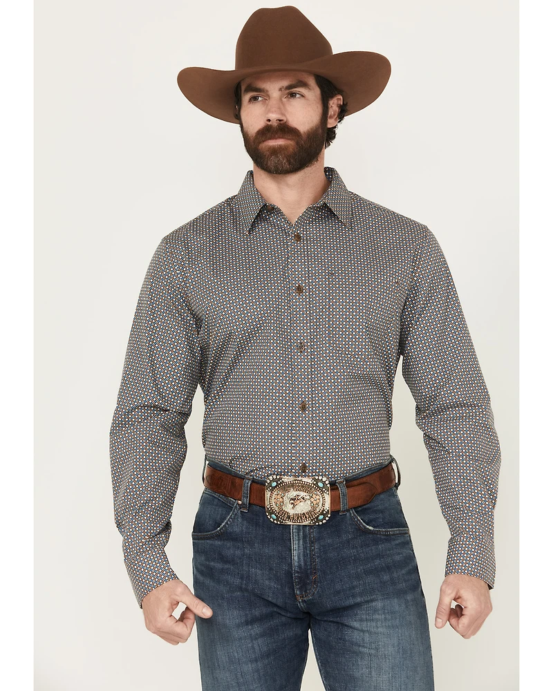Gibson Trading Co Men's Orbit Geo Print Long Sleeve Button-Down Stretch Western Shirt