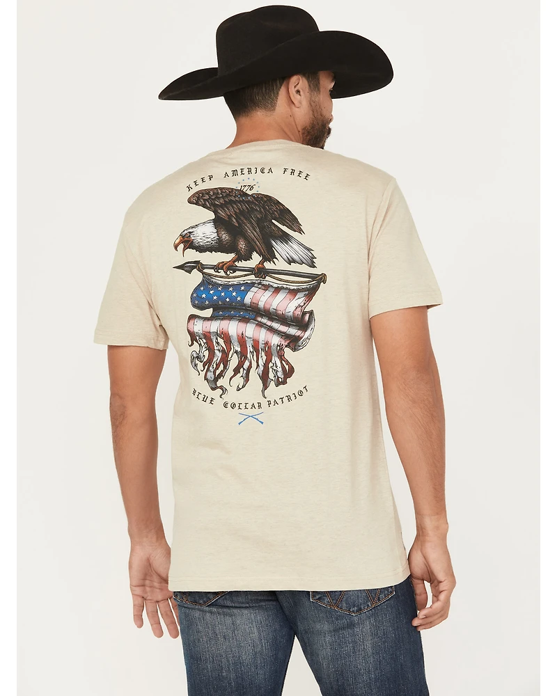 Howitzer Men's Blue Collar Eagle Short Sleeve Graphic T-Shirt