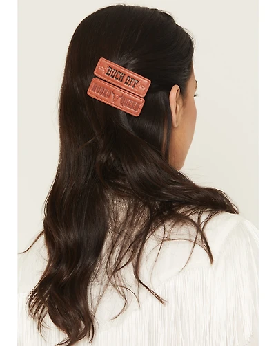 Idyllwind Women's Buck Off Faux Leather Hair Clip Set - 2 Piece
