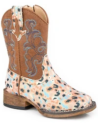 Roper Toddler Girls' Glitter Blossom Western Boots - Broad Square Toe