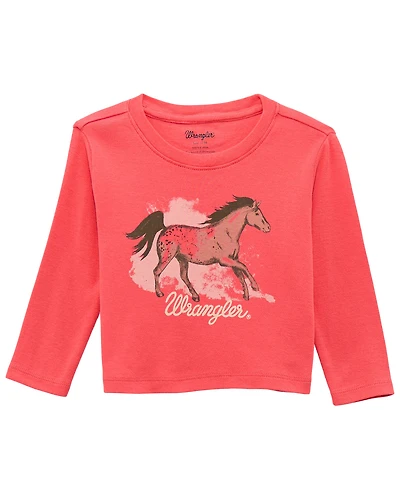 Wrangler Toddler Girls' Horse Long Sleeve Graphic Shirt