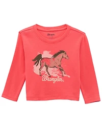Wrangler Toddler Girls' Horse Long Sleeve Graphic Shirt