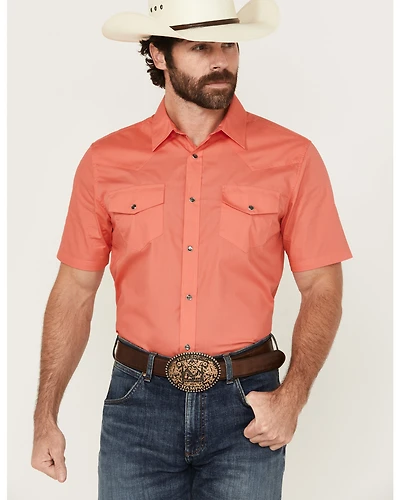 Gibson Trading Co Men's White Water Solid Short Sleeve Snap Stretch Western Shirt