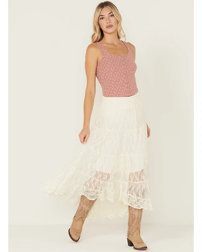 Wild Moss Women's Lace High-Low Skirt