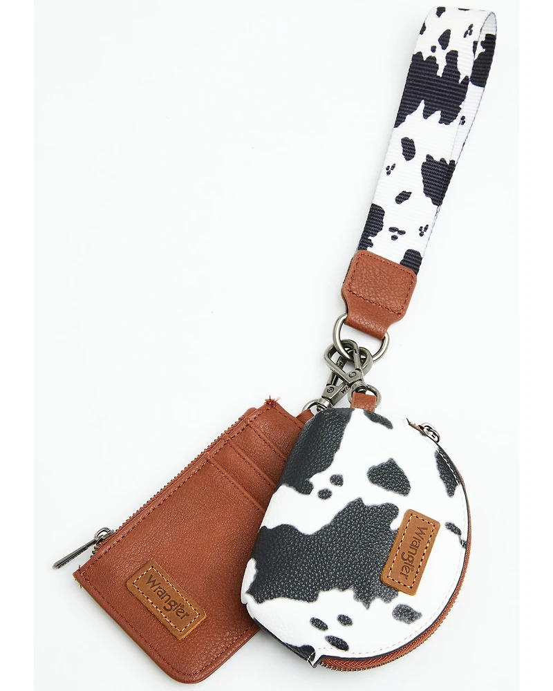Wrangler Women's Boot Barn Exclusive Daisy Cow Print Dual Pouch Wristlet