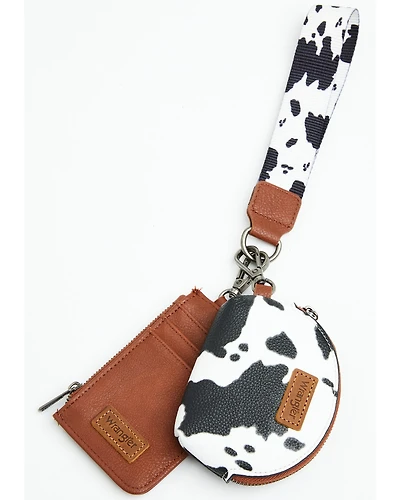 Wrangler Women's Boot Barn Exclusive Daisy Cow Print Dual Pouch Wristlet