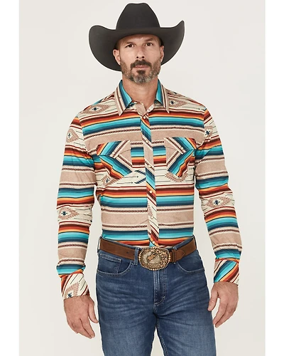 Rock & Roll Denim Men's Southwestern Print Long Sleeve Snap Western Stretch Shirt