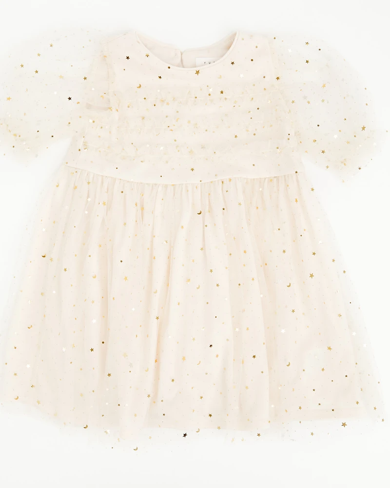 Yura Toddler Girls' Star Tulle Short Sleeve Dress