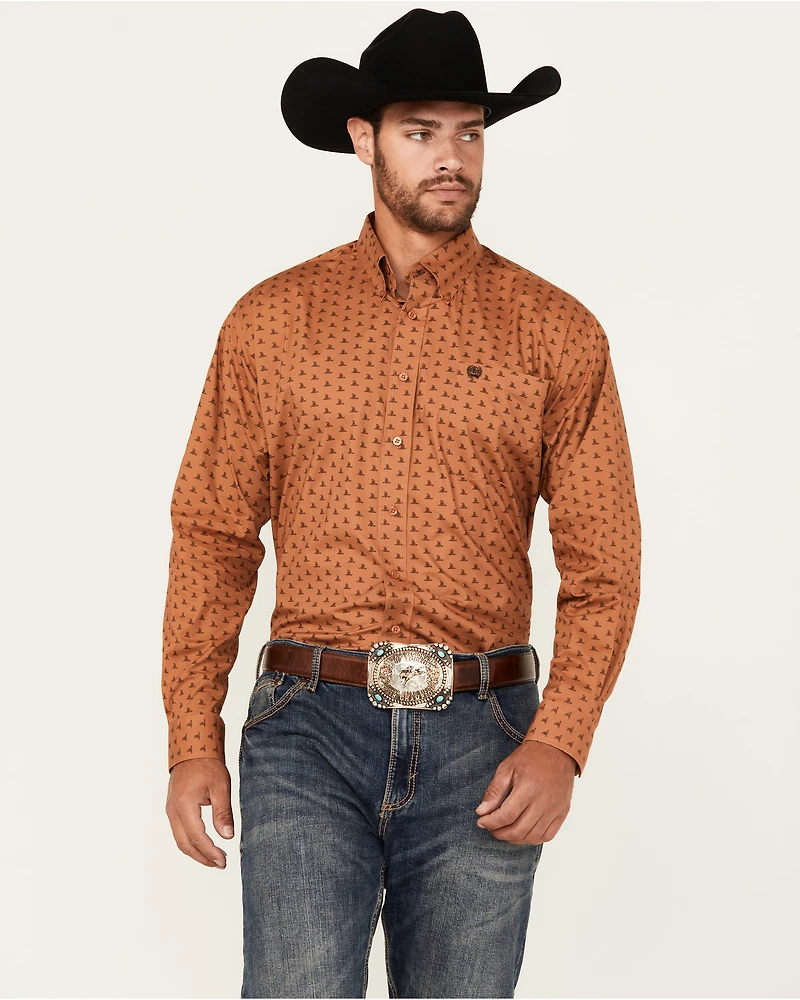 Cinch Men's Mini Snake Print Long Sleeve Button-Down Western Shirt